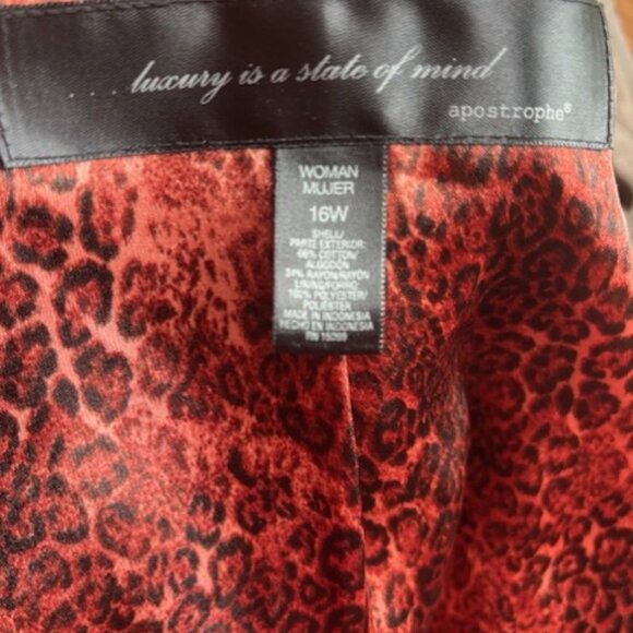 Apostrophe Womens 16W Blazer Brown Long Sleeve Career Animal Print Notch Lapel - Picture 7 of 8